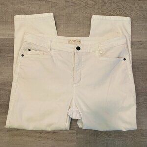 J Jill Denim Smooth Fit Cropped White Jeans Stretch High Rise Pants Women's 16